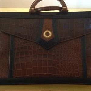 Vintage Faux Brown Crocodile Briefcase- never used
